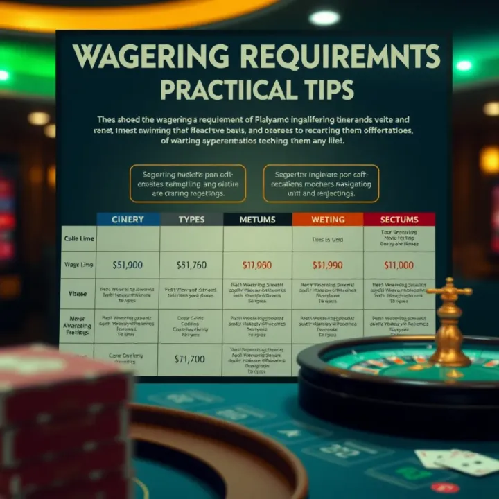 Types of Wagering Requirements and Practical Tips at Playamo Casino Chart showing different types of wagering requirements and strategies for navigating them effectively