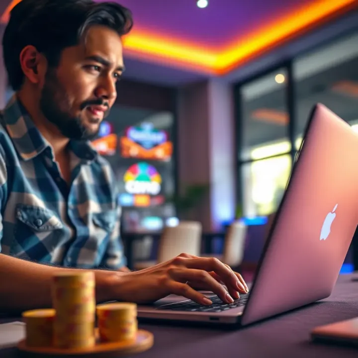 Australian player engaging with digital casino promotions on a laptop