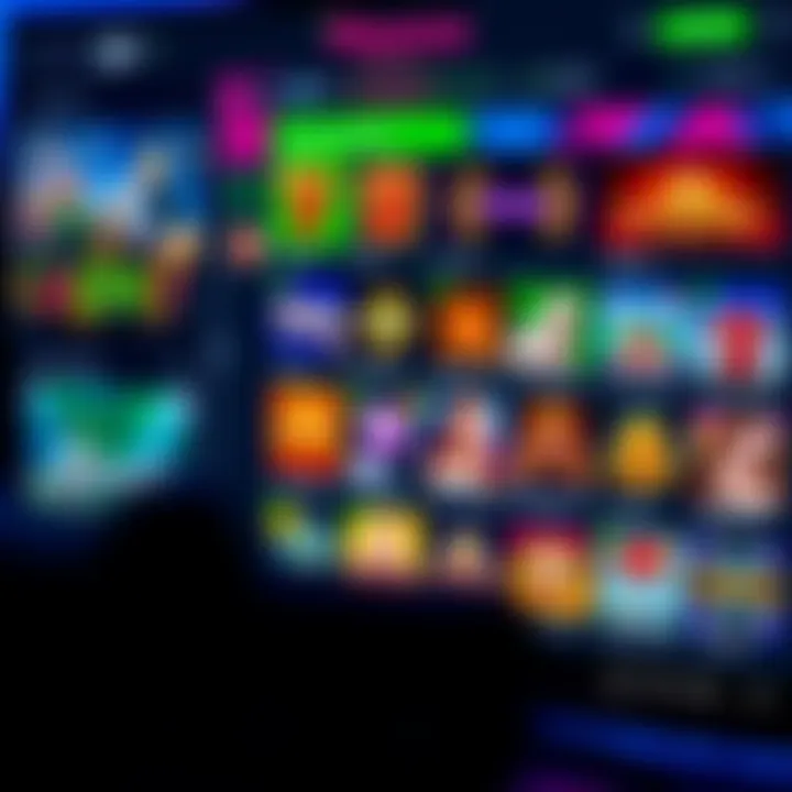 Colorful interface displaying a variety of casino games on a digital platform