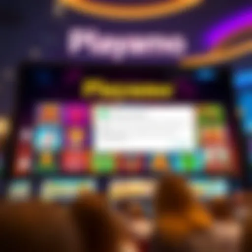 Illustration of an online casino interface displaying a variety of slot games with a complaint notification icon