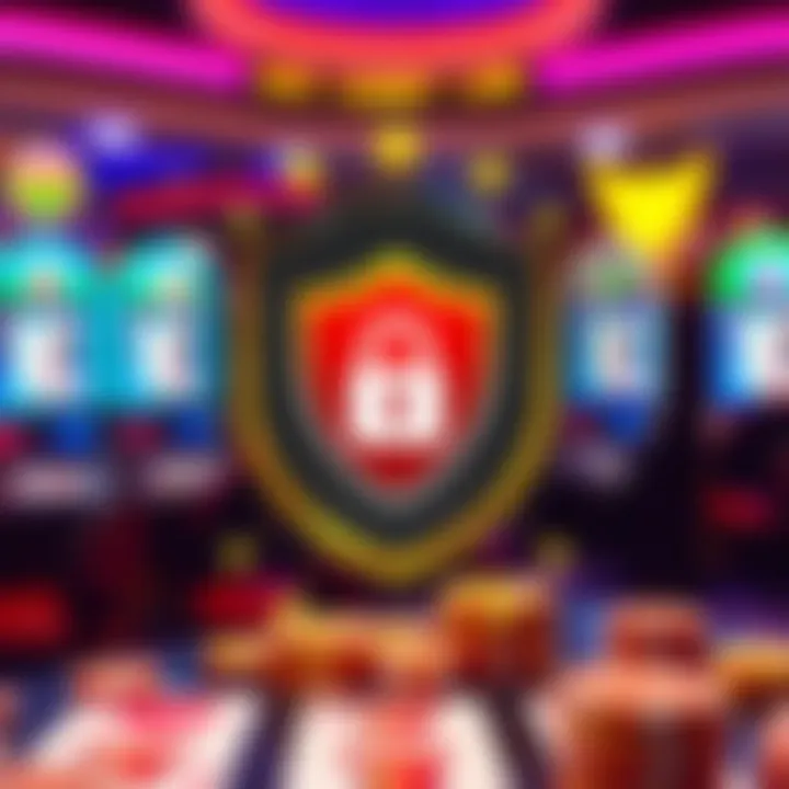 Safe and secure online gambling environment symbolized by locked shield and digital icons