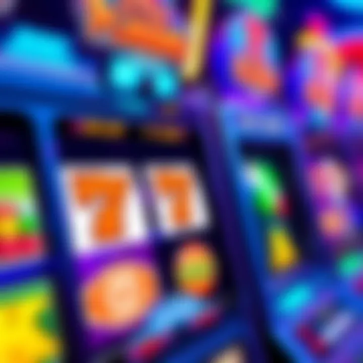 Colorful slot machine reels with vibrant symbols spinning at PlayAmo Casino