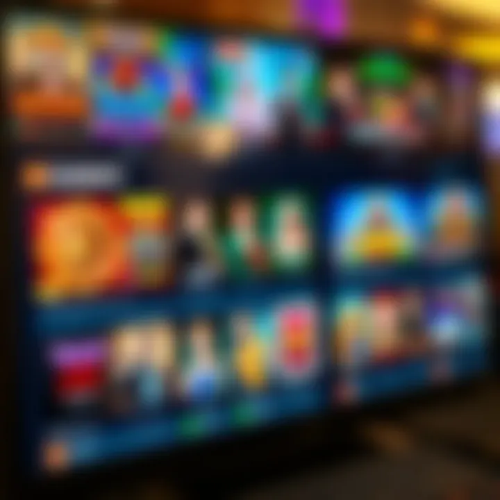 Diverse collection of casino games displayed on a digital screen