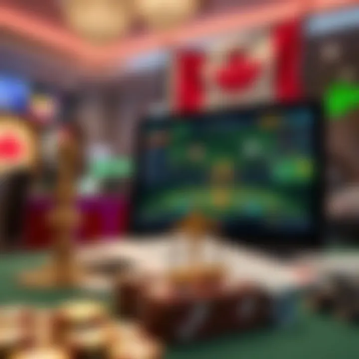 Legal Guidelines for Canadian Players Using Online Casino Bonuses Illustration of a secure online gaming environment with legal documents and a Canadian flag