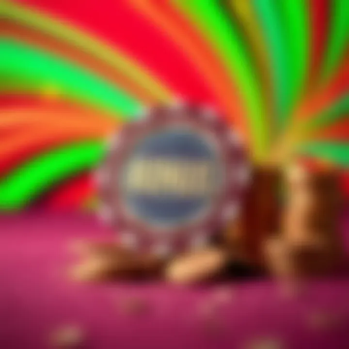 Illustration of a casino chip and coins symbolizing betting with bonus funds on a vibrant background