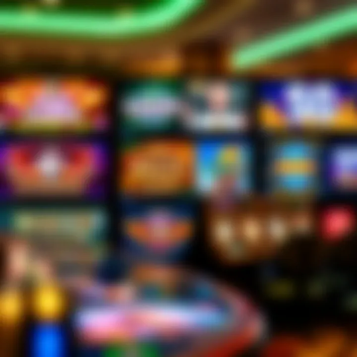 Digital casino interface displaying a variety of slot games and live dealer options