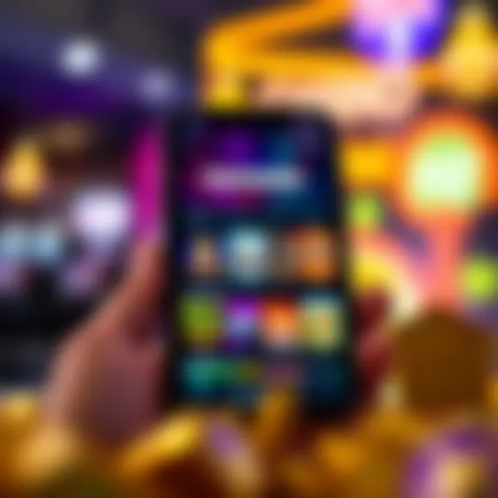 Mobile phone displaying the Playamo app's game selection interface with vibrant casino game icons