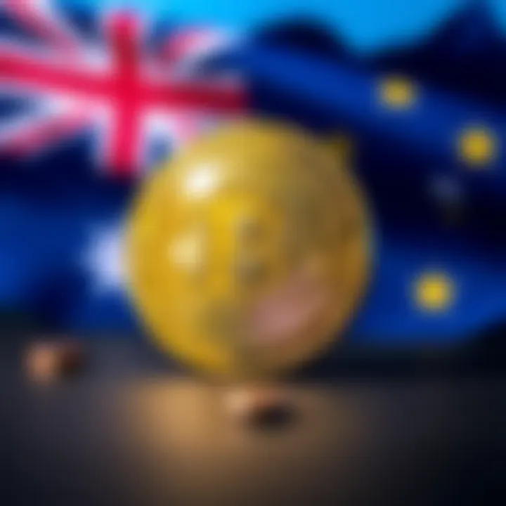 Bitcoin symbol with Australian flag background representing secure crypto transactions at PlayAmo Casino