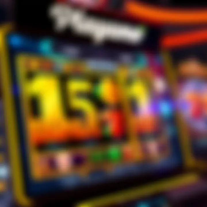 Playamo Casino Bonus Interface Display Graphic showing a digital casino interface with vibrant slot machine reels and bonus symbols