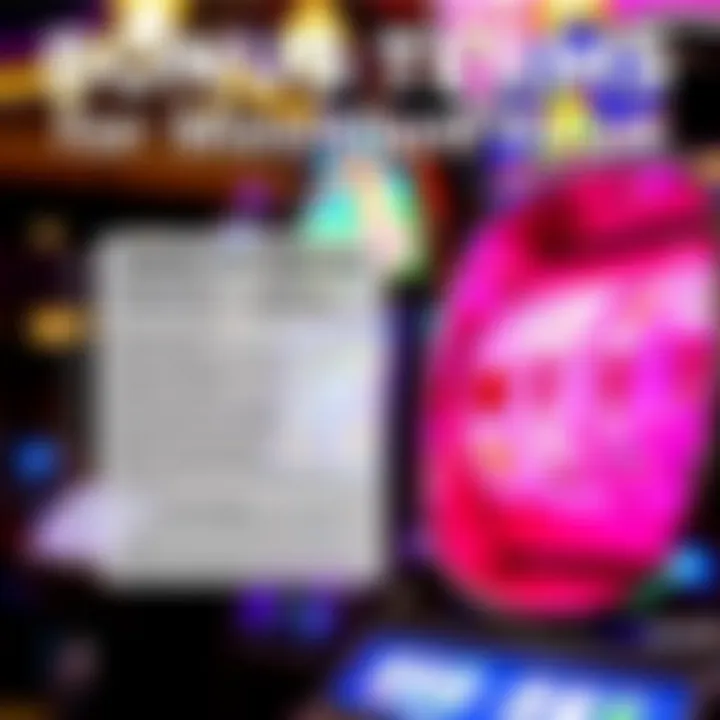 Graphic depicting a checklist of terms and conditions next to a spinning slot machine, emphasizing careful review of bonus rules