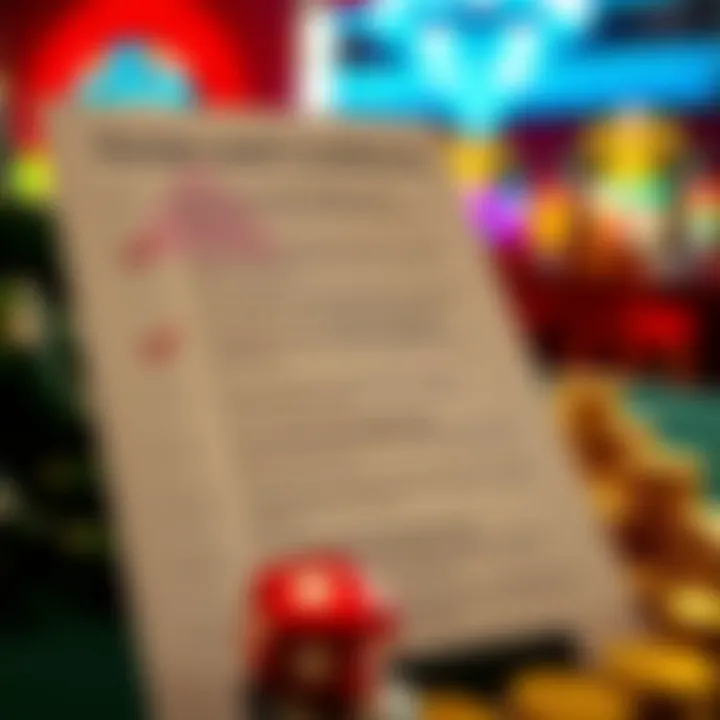 Illustration of a checklist highlighting key terms and conditions for online casino promotions