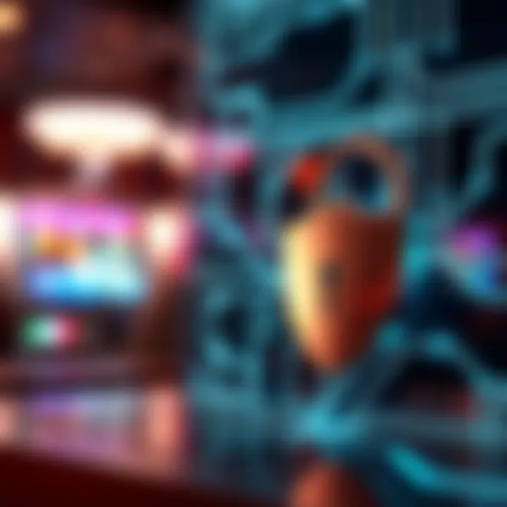 Secure login concept with digital lock and shield symbolizing protection of Playamo Casino accounts