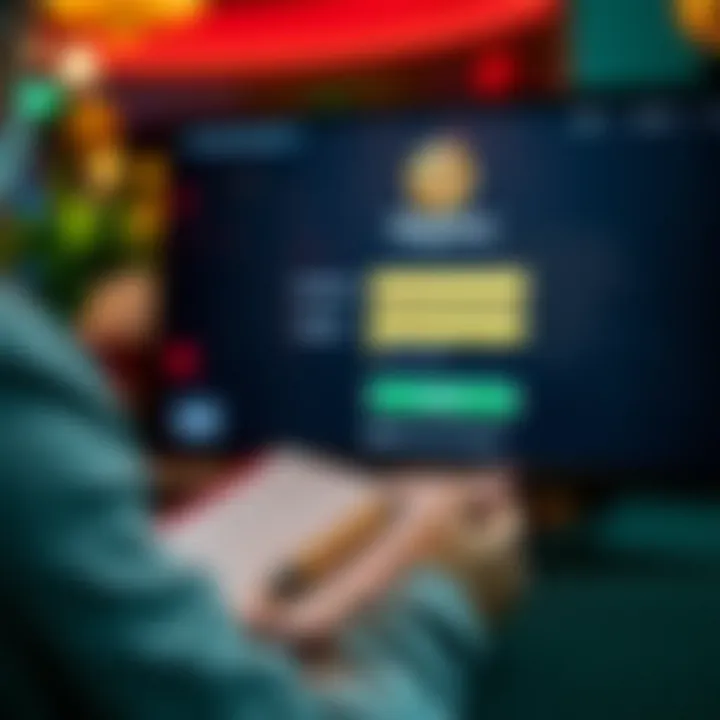 Verification documents and secure login interface for online casino account