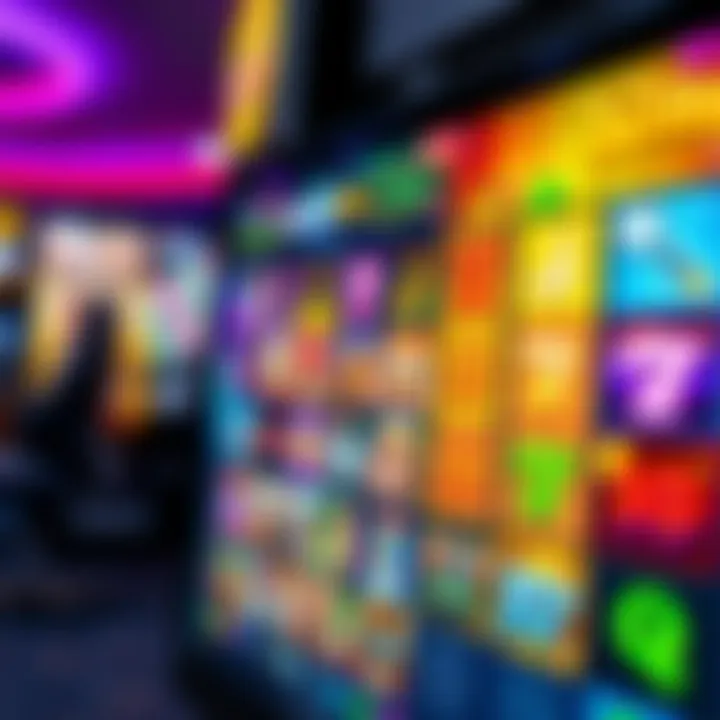 Colorful online casino slot game interface on a digital screen