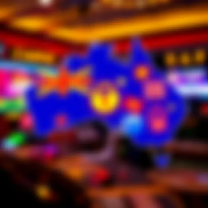 Graphic showing Australian map with casino symbols and security icons representing safe gaming and bonus utilization