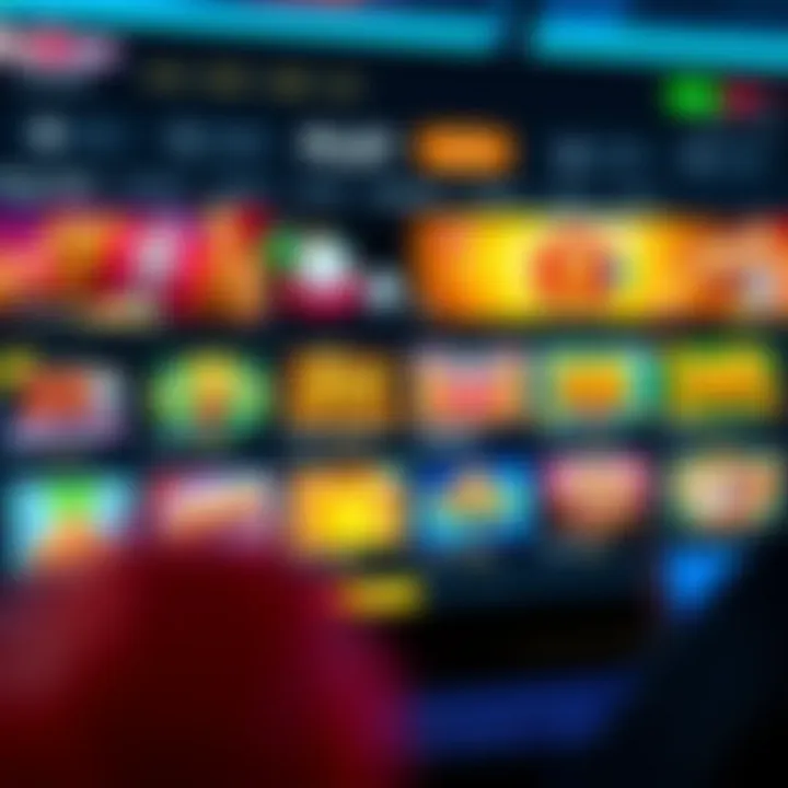 A vibrant online casino interface showcasing various slot games and bonus offers