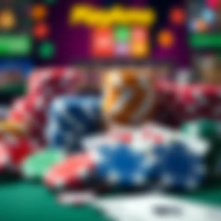 Colorful casino chips and playing cards representing diverse bonus options at PlayAmo Casino