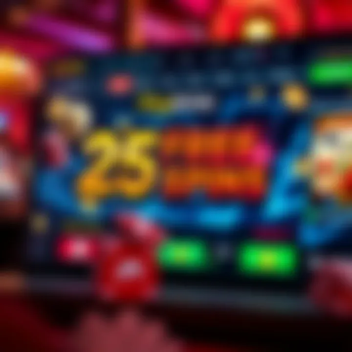 Online casino interface displaying free spins promotion