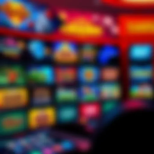 A vibrant online casino interface showing a variety of slot games and navigation menus