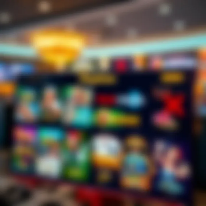 Diverse selection of online casino games displayed on a digital screen