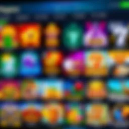 Colorful online casino interface showcasing a variety of slot games with bright icons and user-friendly design
