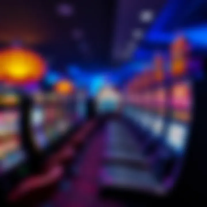 Colorful online casino game interface showcasing slot machines and poker cards