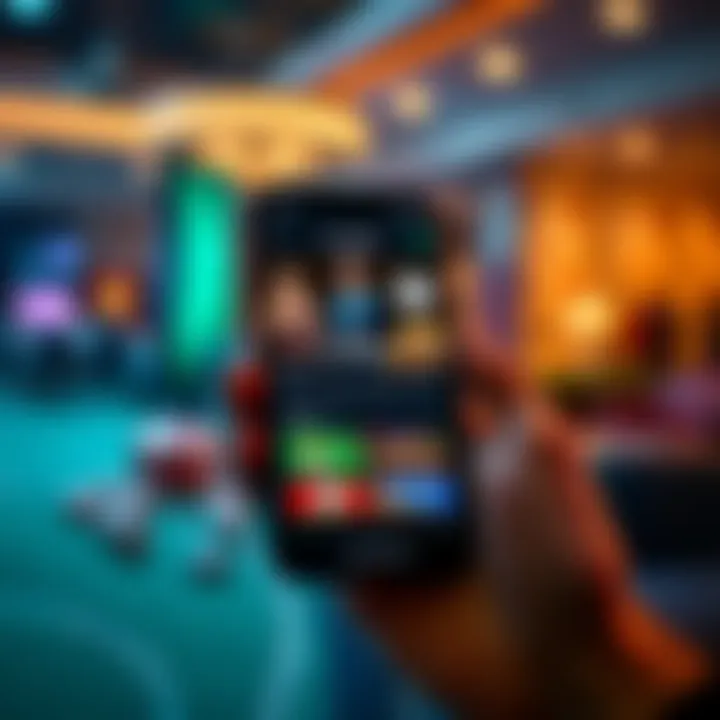 Mobile phone displaying an online casino app with bonus offers and secure payment options