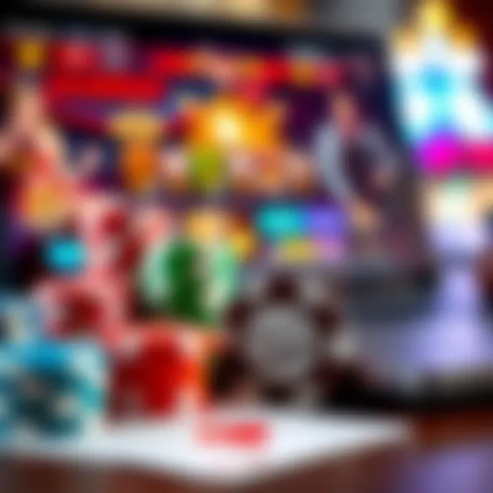 Exploring Playamo Casino No Deposit Bonuses and Gaming Features Colorful casino chips and playing cards next to a laptop displaying a casino game