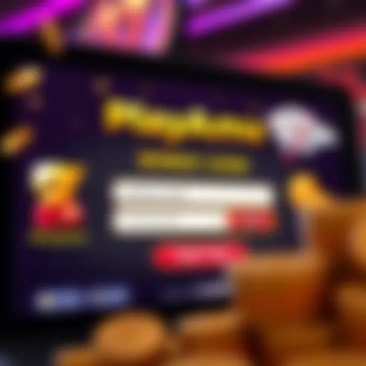 Illustration of online casino interface displaying bonus code entry and no deposit bonus rewards
