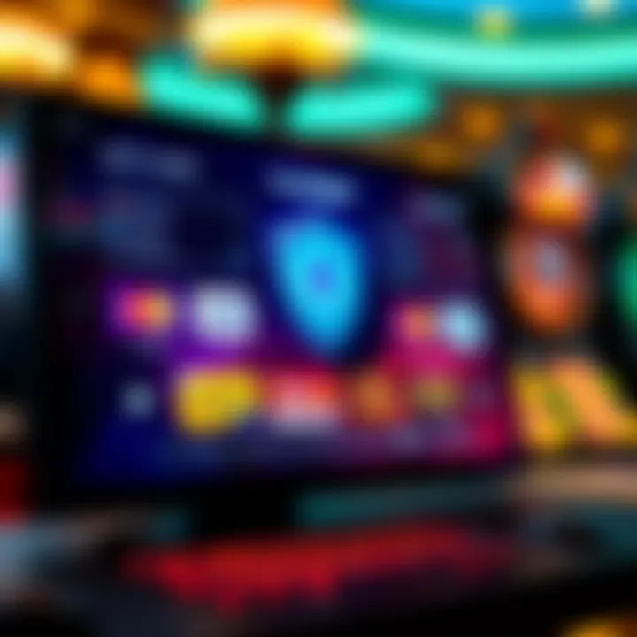 Secure online payment options displayed on a digital screen with a shield symbolizing protection