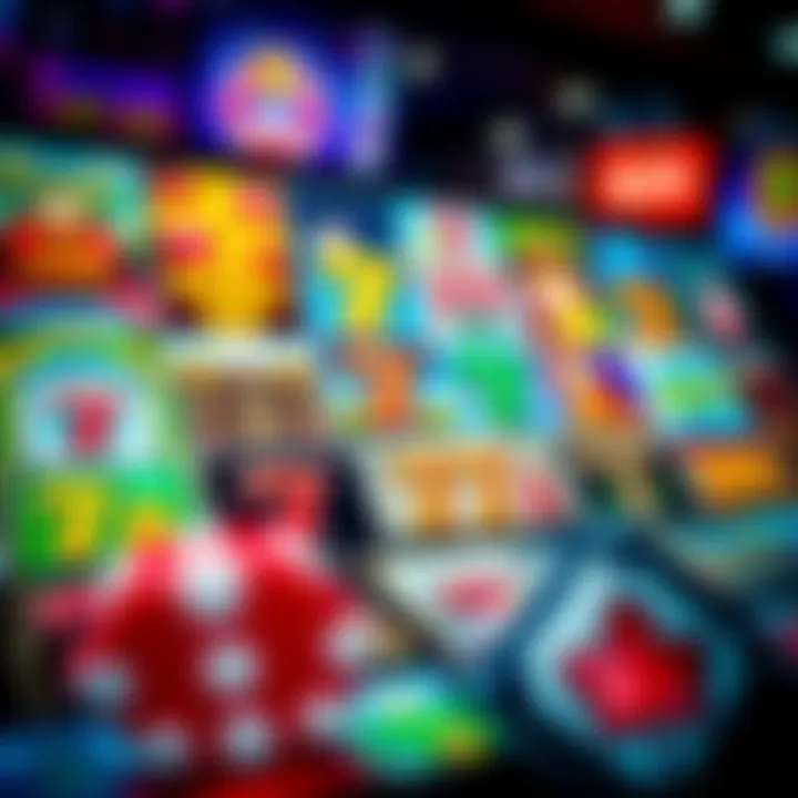 Colorful casino game icons representing a variety of slots and table games available at PlayAmo Casino