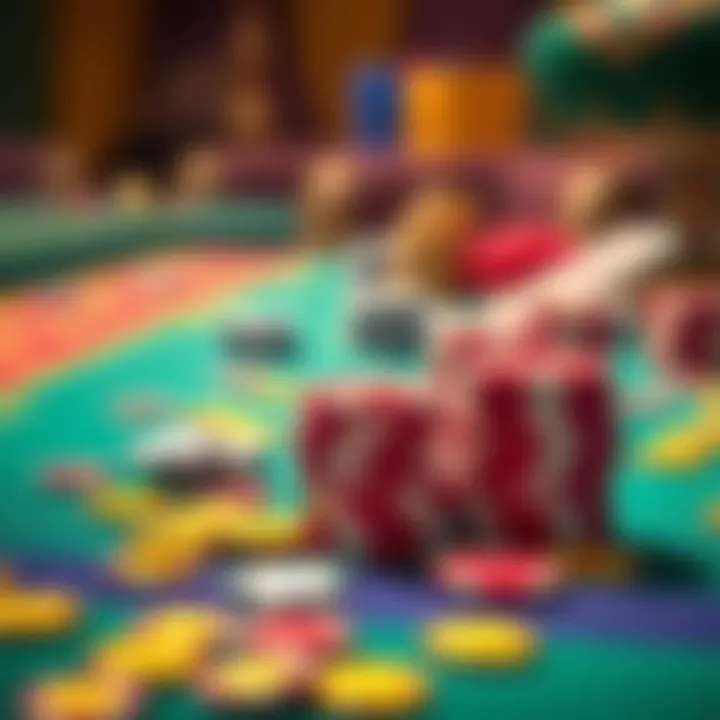 Unlock Rewards Using Playamo Promotions Bright casino tokens and chips scattered on a colorful gaming table representing rewards