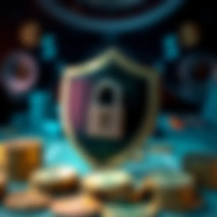 Ensuring Security in Playamo Casino Withdrawal Transactions Secure transaction concept with shield icon and currency symbols symbolizing protected fund transfers