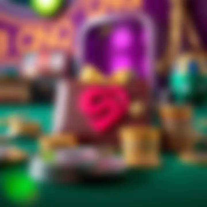 Illustration of a casino bonus symbol alongside a wallet and coins