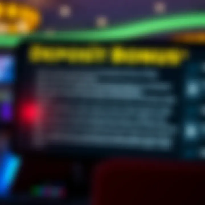 Graphic showing deposit bonus terms and conditions outlined on a casino interface