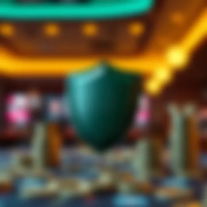 Secure digital transaction concept with shield and currency symbols