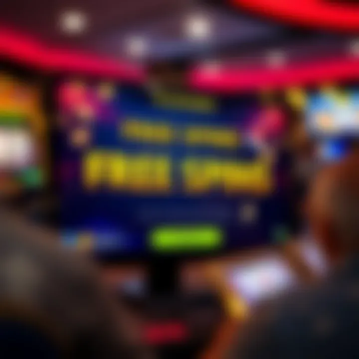 Digital casino interface showing free spins bonus activation on screen