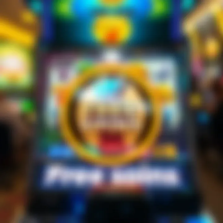 Illustration showing a slot machine with a spin button highlighted representing free spins promotion