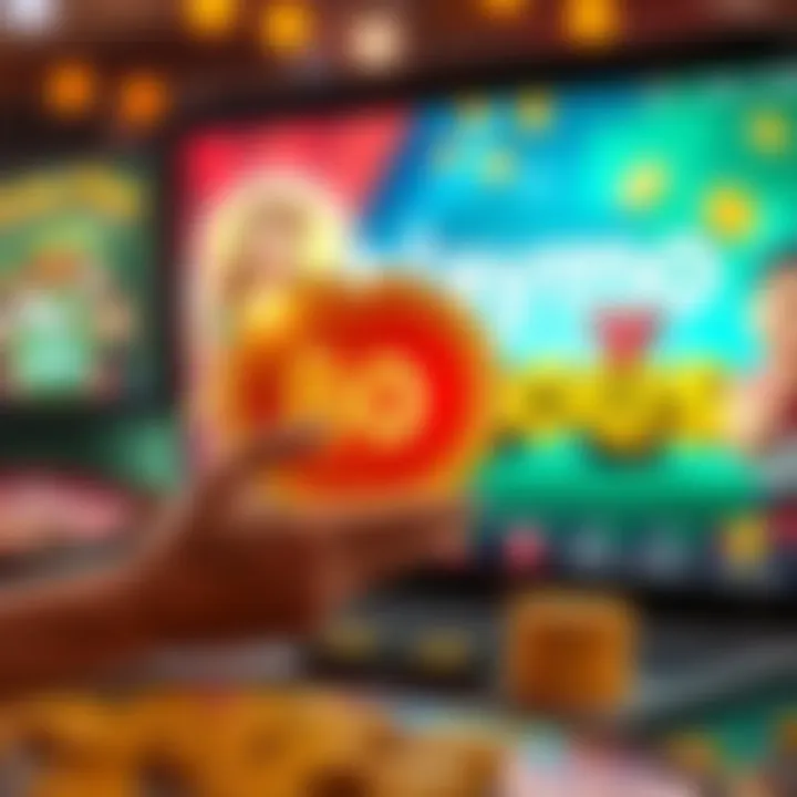 Illustration of free bonus rewards being claimed on an online casino platform