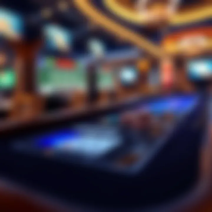 Live casino table with digital interface showing cards and chips overlay