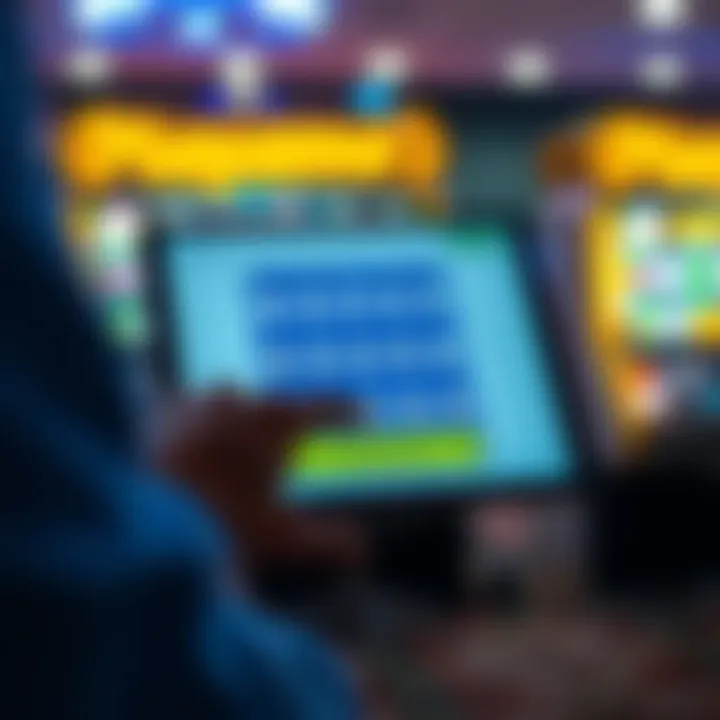 Choosing Lottery Numbers on Playamo Platform Illustration of a person selecting lottery numbers on a digital device with a Playamo interface