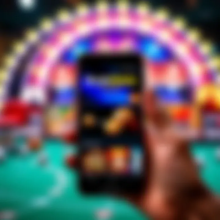 Mobile phone displaying PlayAmo casino bonuses and offers on screen