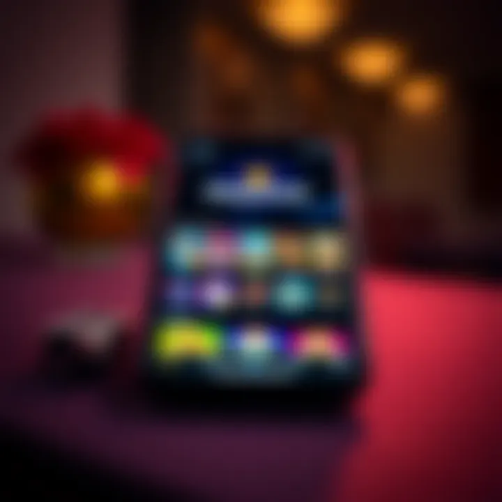Playamo Mobile Casino Interface on Smartphone Smartphone displaying Playamo casino mobile interface with vibrant game icons