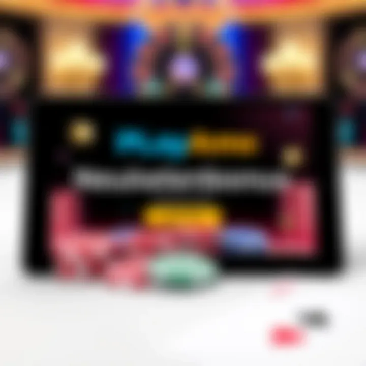 Illustration showing PlayAmo casino welcome bonus offer on a digital device with casino chips and playing cards