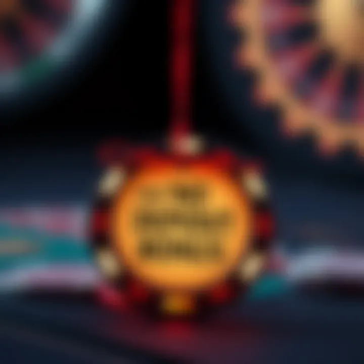 Illustration of a glowing casino chip with a gift tag symbolizing no deposit bonus