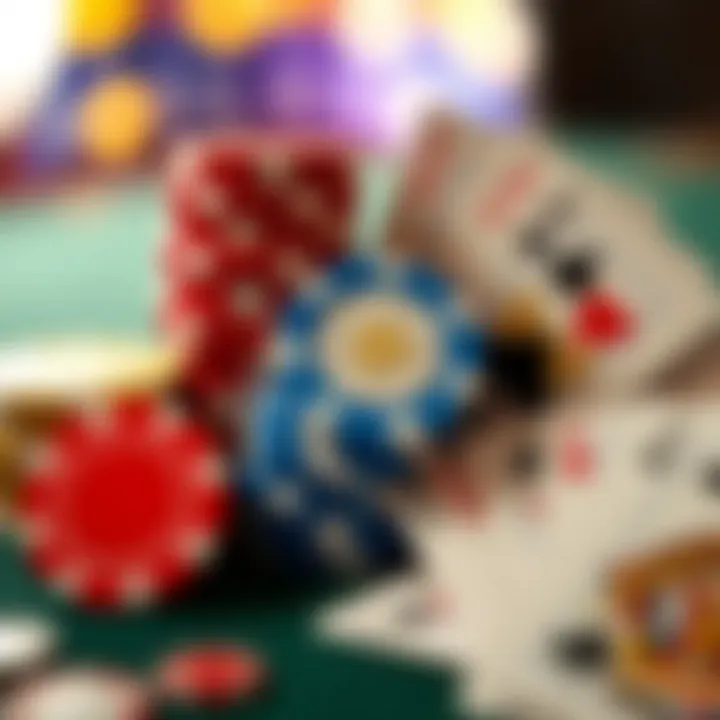 Colorful casino chips and playing cards representing online bonus rewards