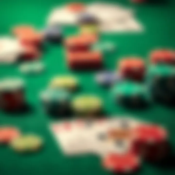 Colorful casino chips and playing cards on a green felt table symbolizing online gaming and bonuses
