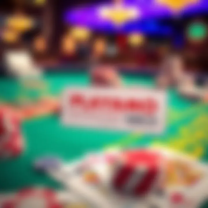 Digital coupon code floating above casino chips and playing cards on a vibrant gaming table