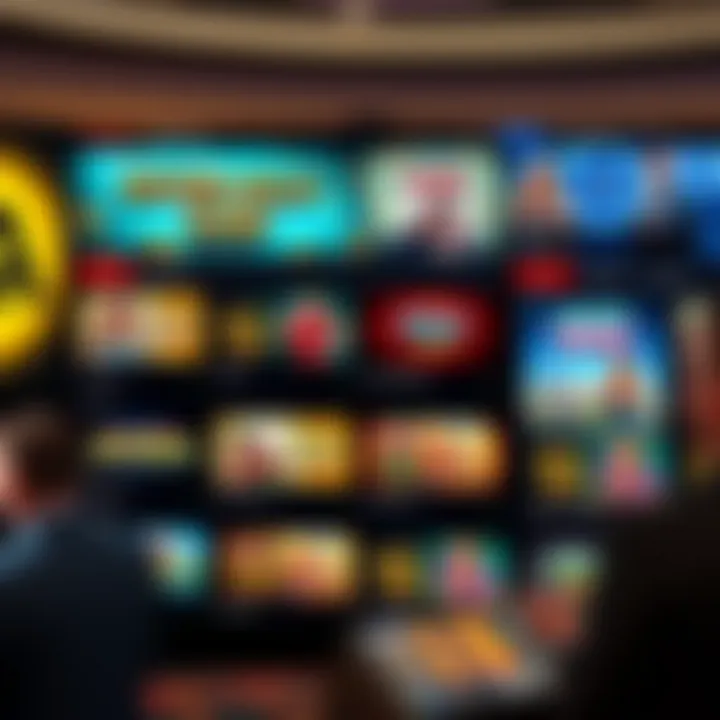 Casino interface displaying diverse slot games and live dealer options