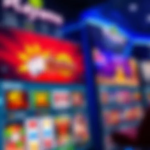 Colorful online casino game interface showcasing slot reels and betting options